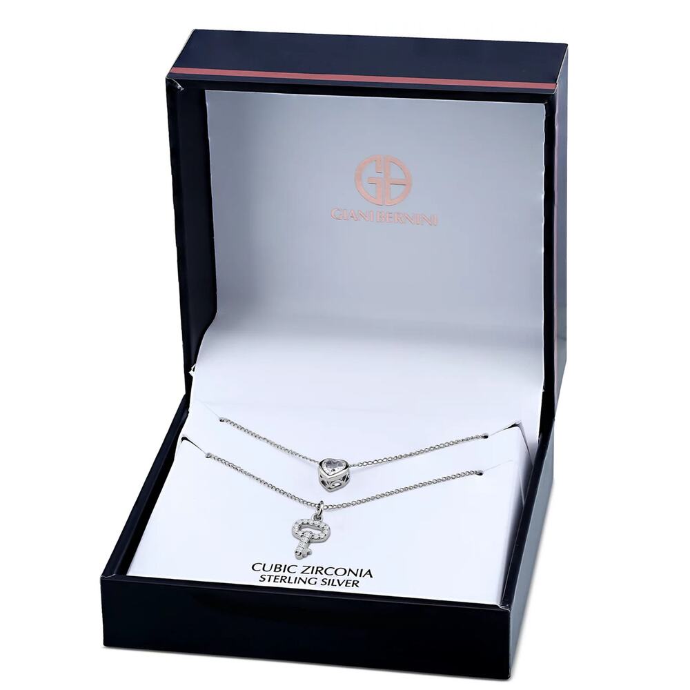 Giani Bernini 2-Pc. Set Pavé Key & Solitaire Heart Pendant Necklaces - Picture 2 of 2